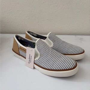 Tommy Bahama Striped Slip-On Loafers in navy and white